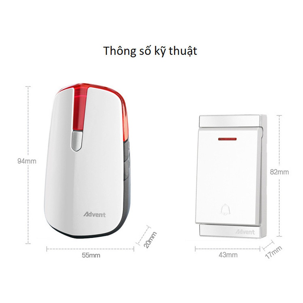 Chuông cửa không dây, nút nhấn không dùng pin FA-681PW