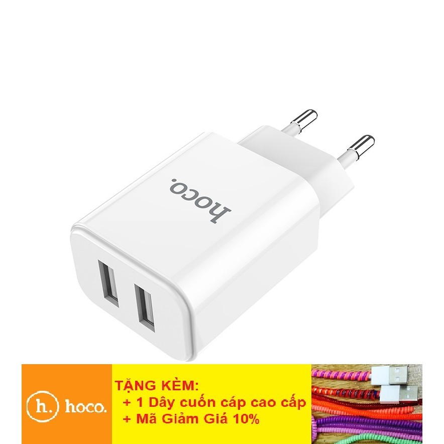 Củ Sạc Hoco C62/C73/C89 Cốc Sạc Điện Thoại 2 cổng USB Sạc Nhanh 2A Cho Iphone Samsung - Bảo Hành 12T