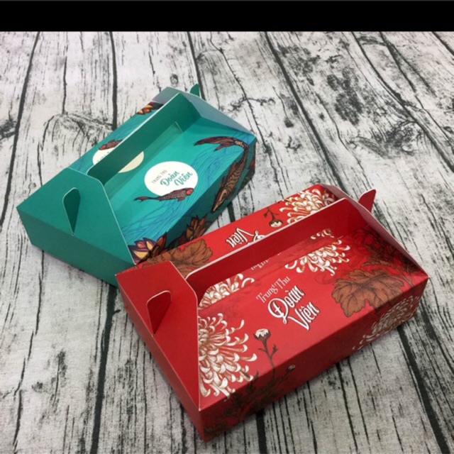 Hộp đựng bánh trung thu tay cầm 6 bánh 50-75g