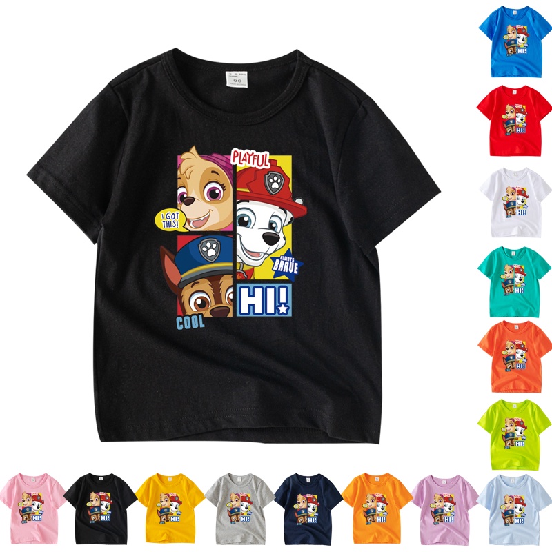 Áo Thun Tay Ngắn Cổ Tròn In Hoạt Hình Paw Patrol 8 Màu Thời Trang AA001