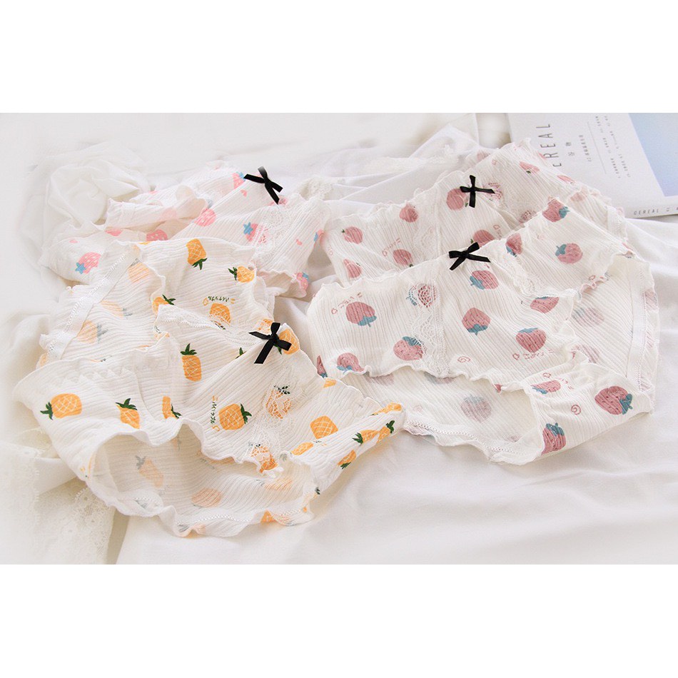 Quần Lót Cotton Nữ - Quần Lót Nữ gân tăm hình hoa quả mềm mại DAN STORE Mã 2808