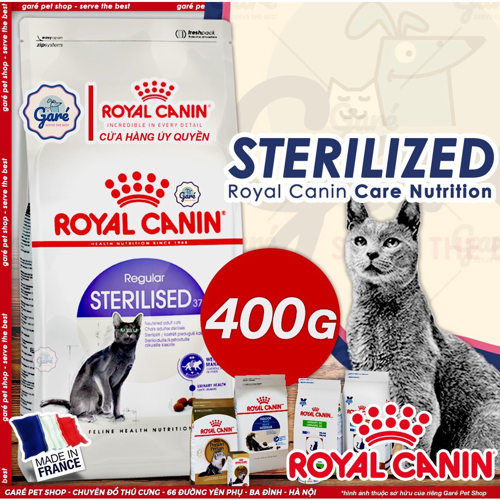 400gr - Hạt Sterilised ROYAL CANIN kiểm soát cân nặng và hỗ trợ sức khỏe đường tiết niệu cho mèo triệt sản trên 12 tháng