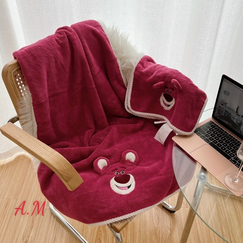 Sét khăn mặt và khăn tắm gấu dâu tây to rộng chất cotton mềm thấm nước