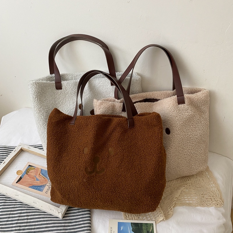 Túi Xách Cỡ Lớn Thêu Hình Gấu Dễ Thương Phong Cách Nhật Hàn Cho Nữ CYR623