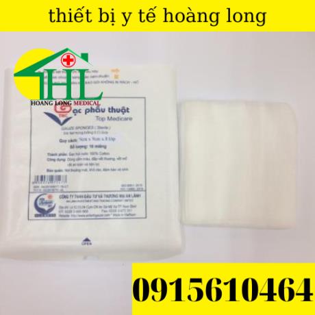 gạc phẫu thuật tiệt trùng an lành 7.5x7,5x6 lớp 1 gói 10 miếng
