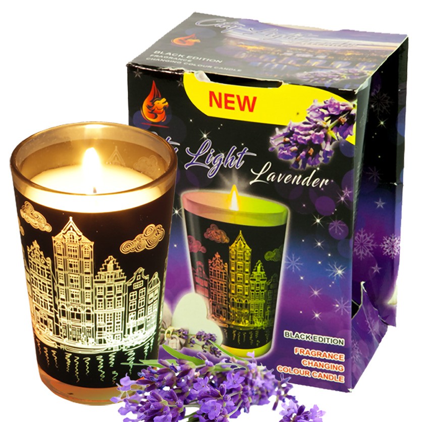 Ly nến thơm tinh dầu đổi màu Golden Dragon City Light Lavender 140g HOA OẢI HƯƠNG