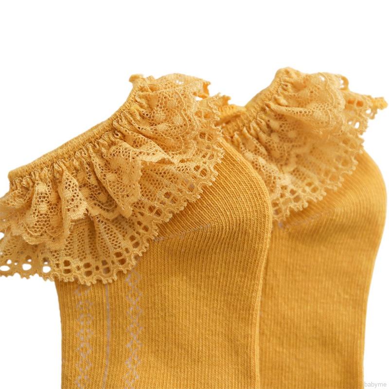 Tất bé gái cotton thiết kế viền ren 2 lớp thích hợp cho bé gái
