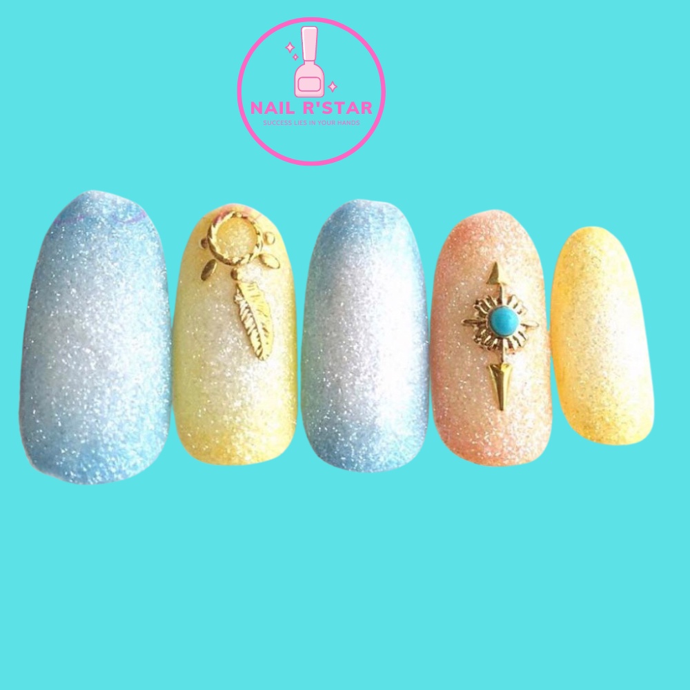 Set 12 hũ nhũ cát mịn - nhũ cát rắc 12 màu đẹp trang trí móng tay sang chảnh NAIL R’STAR