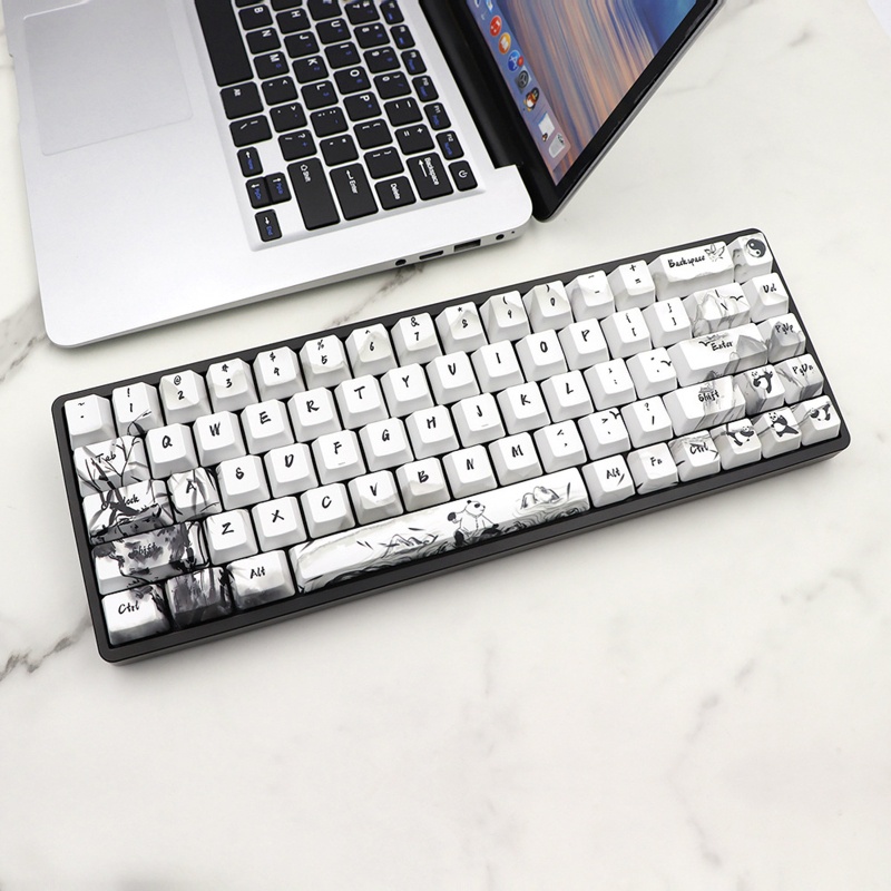 Nút Bàn Phím Cơ OEM PBT 68 Phím Hình Gấu Trúc Dễ Thương