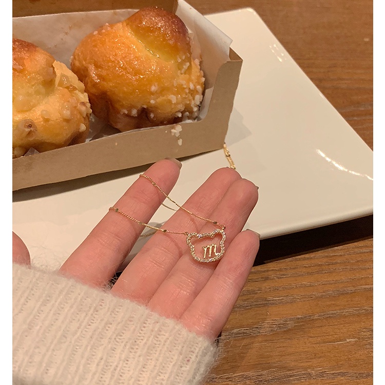 Dây chuyền QIHE JEWELRY dáng dài phối mặt hình gấu và chữ M sang trọng hợp thời trang dành cho nữ