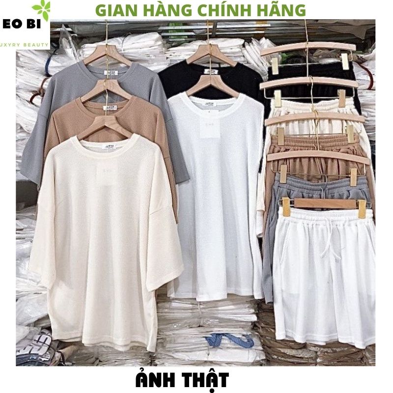 Sét Đồ Bộ Thể Thao Nam Nữ Mặc Nhà trơn 2 mầu đen xám Phong Cách Ulzzang Unisex, Freesize Chất Cotton Không Phai -EOBI