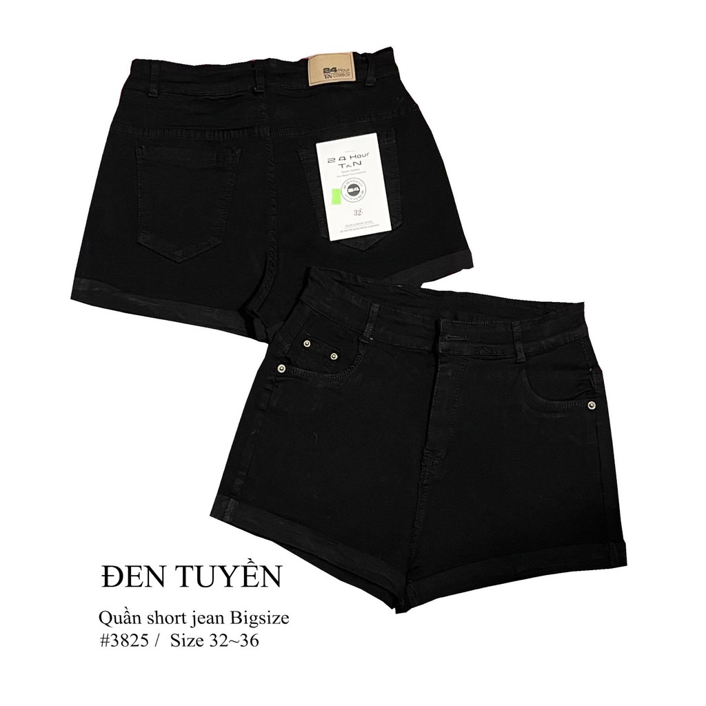Quần short jean nữ BigSize lưng cao trên rốn, co dãn mạnh, xăn lai, ống rộng dành cho người béo 60kg~90kg 3825