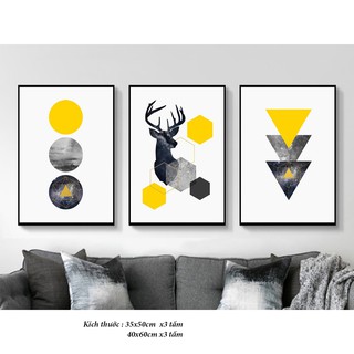 Tranh hươu Scandinavian in canvas tặng kèm đinh 3 chân