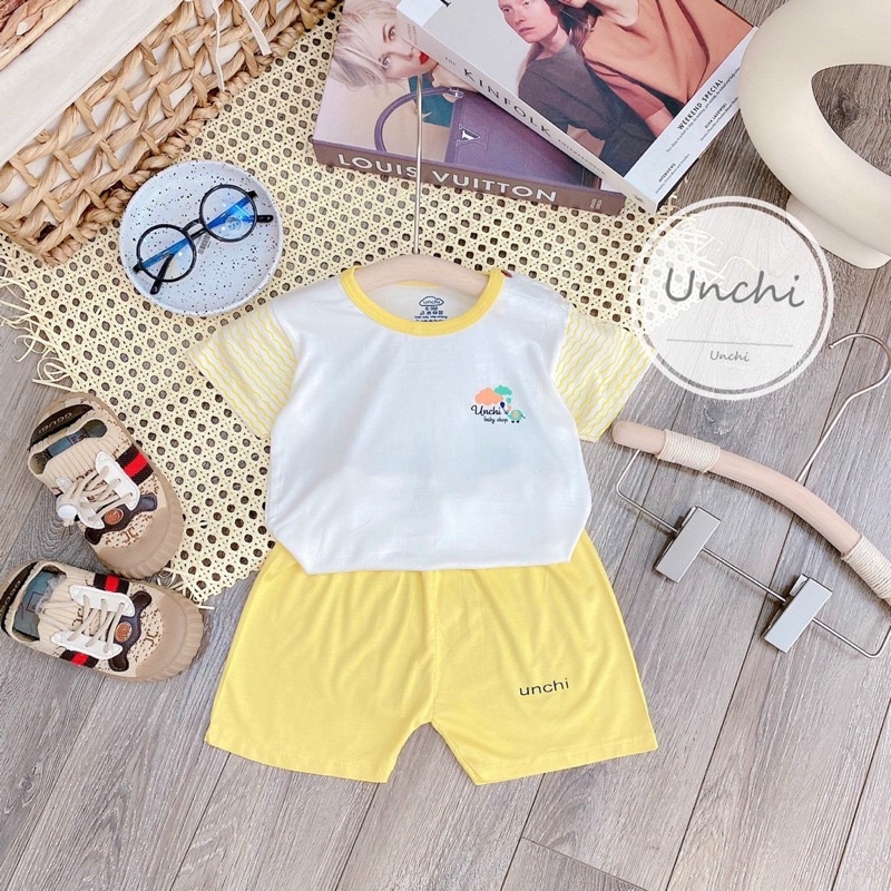 Bộ cộc Unchi thun lạnh phối màu siêu đẹp cho bé mẫu mới 2021