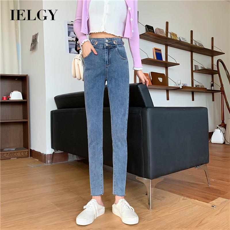IELGY   Quần jeans Lửng Lưng Cao Thời Trang Dành Cho Nữ