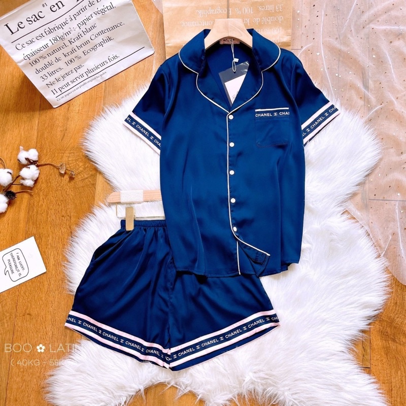 Đồ ngủ nữ pijama lụa latin quần ngắn tay cộc hoạ tiết trơn siêu xinh Booboo