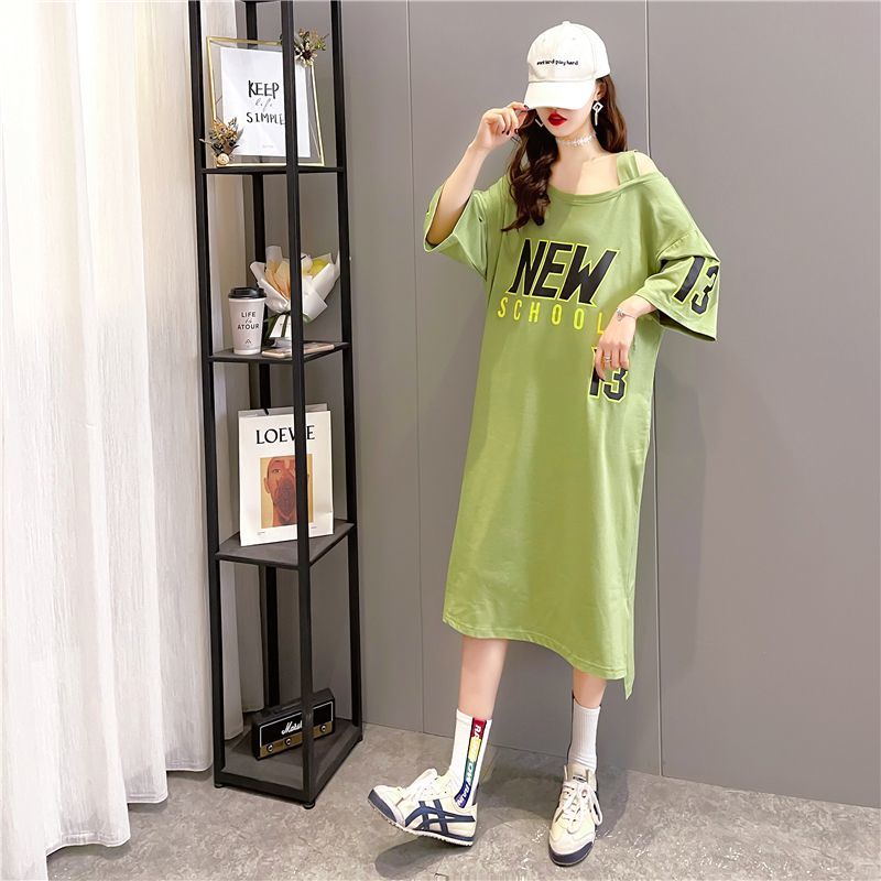 Đầm midi dài quá gối tay ngắn dáng rộng kích thước lớn 40-150kg cho phụ nữ mang thai