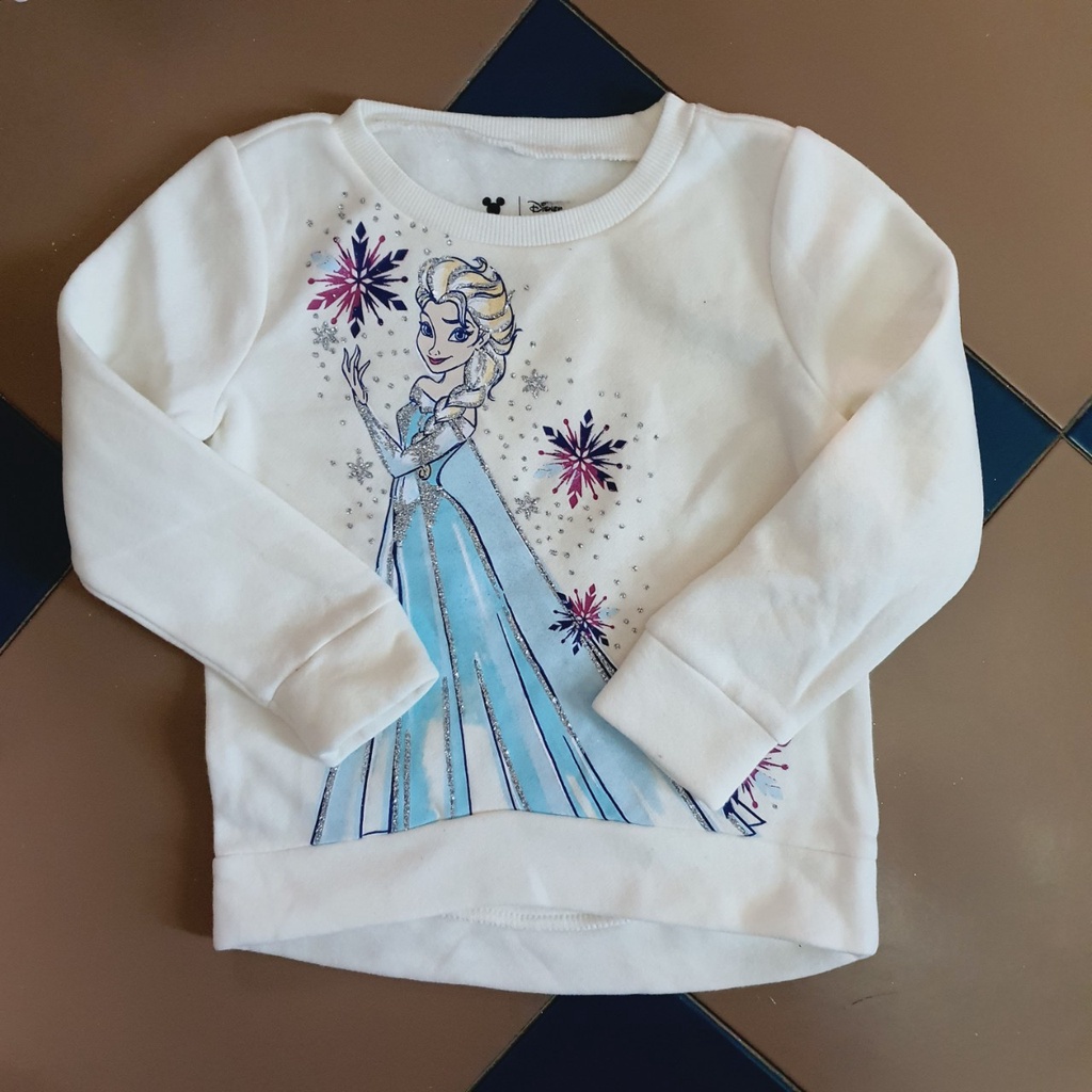 [2y,6y] áo nỉ bông dài tay thu đông dày dặn cho bé gái màu trắng Disney elsa