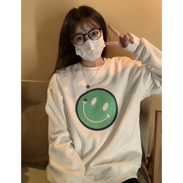 Áo nỉ bo mặt cười xanh TT11