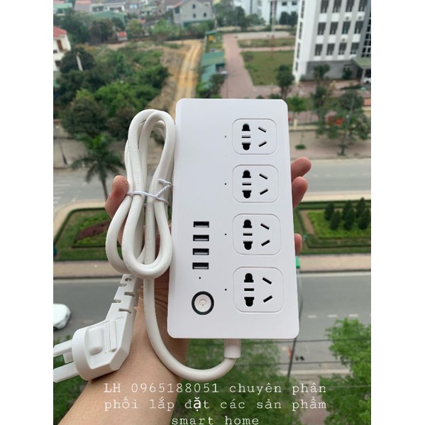 Ổ Cắm 4 Cổng Kéo Dài Điều Khiển Qua Wifi Tuya Smart Bật Tắt Từng Ổ