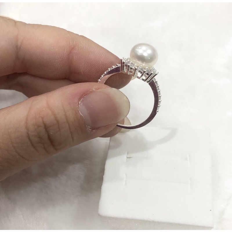 Nhẫn bạc s925 viền đá đính hạt 9ly