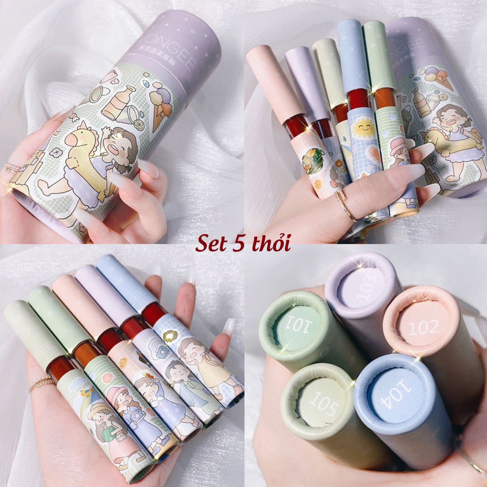 Set son môi Vongee, hộp son kem lì nội địa Trung chính hãng mềm mượt như nhung