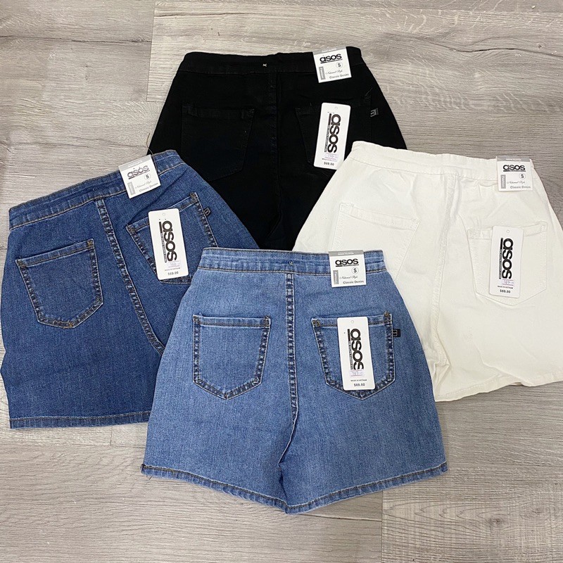 Quần shorts jeans cạp liền một nút lưng siêu cao tôn dáng, chất jeans dày dặn, co giãn thoải mái (hình thật)