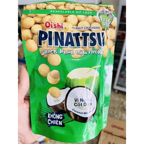 Snack Nhân Đậu Phộng Oishi Pinattsu Vị Mực Cay/Vị Cốt Dừa 95G