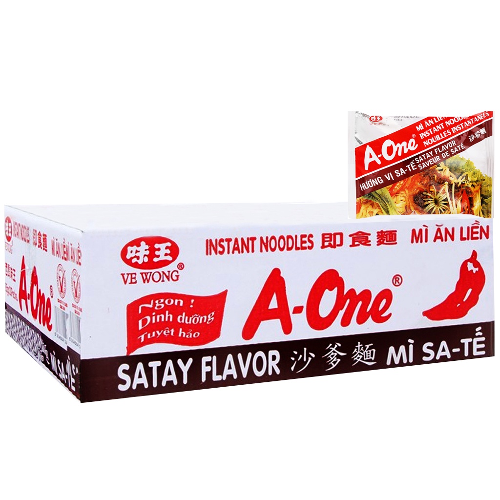 Thùng 30 gói mì sa tế A-One 85g