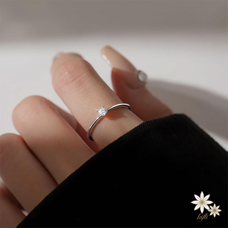 Nhẫn Hở Mạ Bạc 925 Đính Kim Cương Nhỏ Đơn Giản Sang Trọng Cho Cầu Hôn Cho Nữ