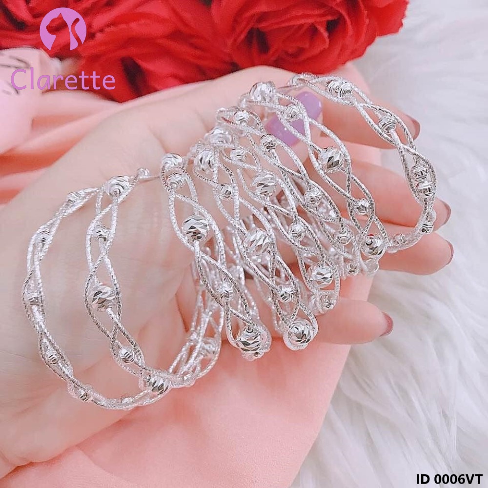 Vòng tay bạc xoắn mix bi Clarette 0006VT