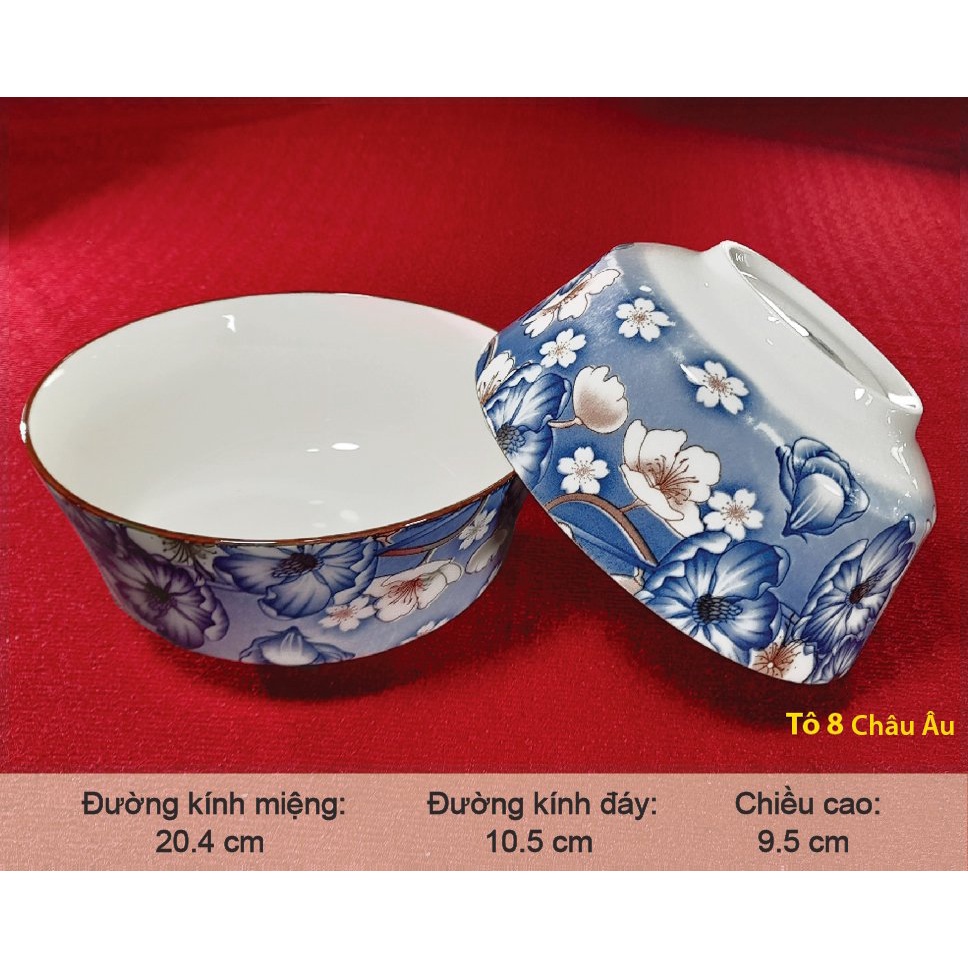 Tô Sứ Châu Au Bát Bảo đk 20cm, 4D02 Sản phẩm sứ cao cấp, Bền, đẹp, rẻ, Since_1977