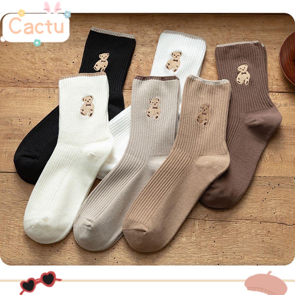 Vớ Ống Dài In Họa Tiết Hoạt Hình Xinh Xắn Giữ Ấm Thấm Hút Mồ Hôi Cho Nữ