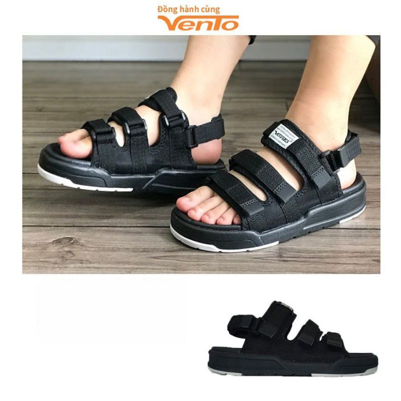 (Fullbox)Sandal Vento Nam nữ bền đẹp SD1001 Đen đế trắng