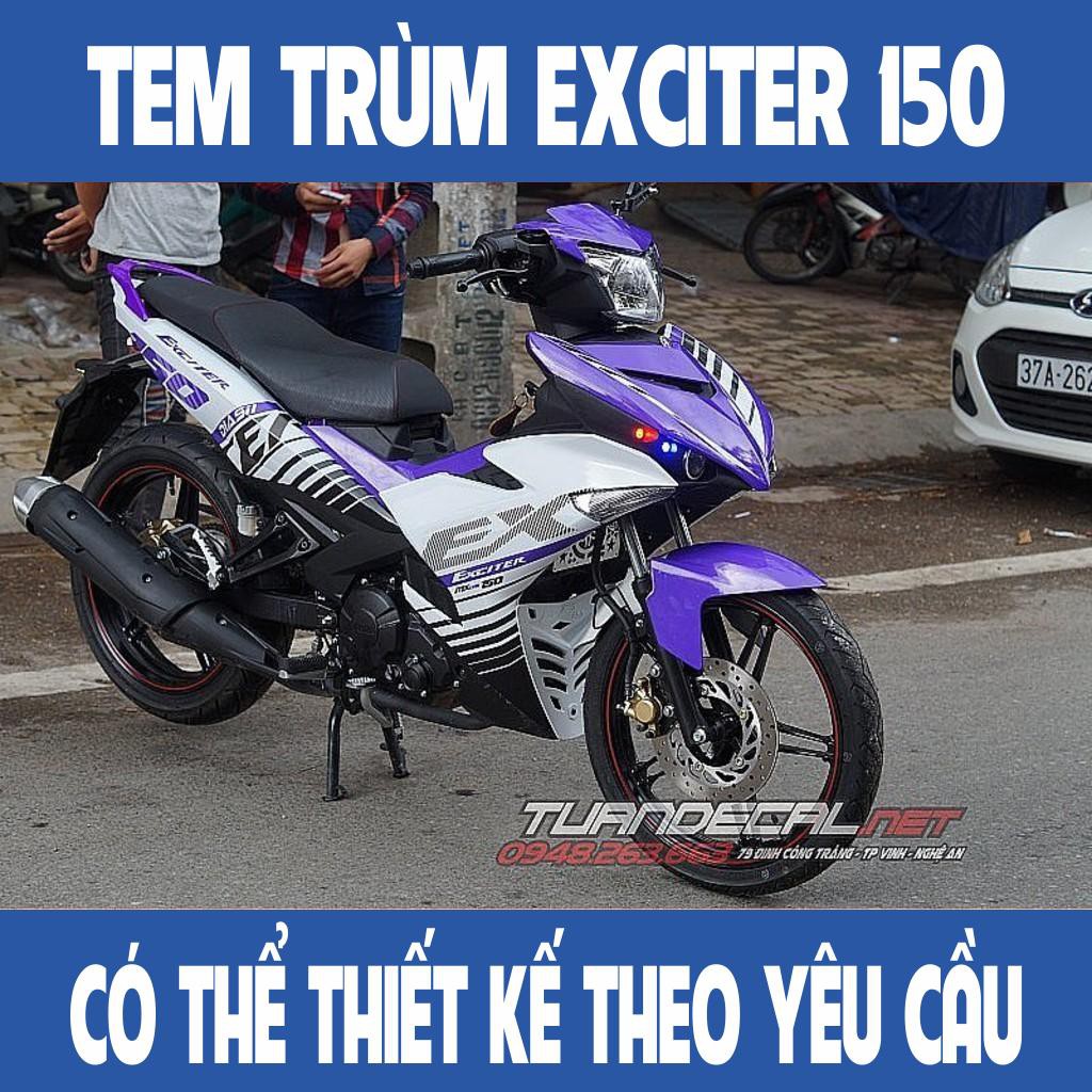 Tem Trùm Exciter 150 Mxking Tím Trắng Đẹp - Đổi màu theo yêu cầu