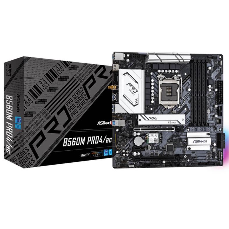 Bo mạch chủ Asrock B560M PRO4/AC- Socket 1200 cho Intel Gen 11 - Tích hợp Wifi