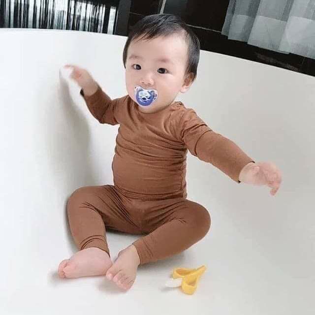 Bộ dài tay cài vai minky mom chất thun lạnh cho bé