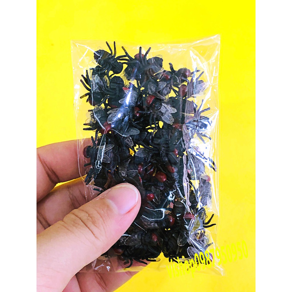Set 50 mô hình con RUỒI giả mini trang trí Halloween 1 đàn ruồi 50 con