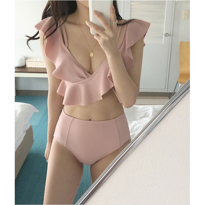 Áo tắm cạp cao một bên xẻ tà phiên bản Hàn Quốc 2021 Áo tắm bikini liền mảnh gợi cảm mới 1105