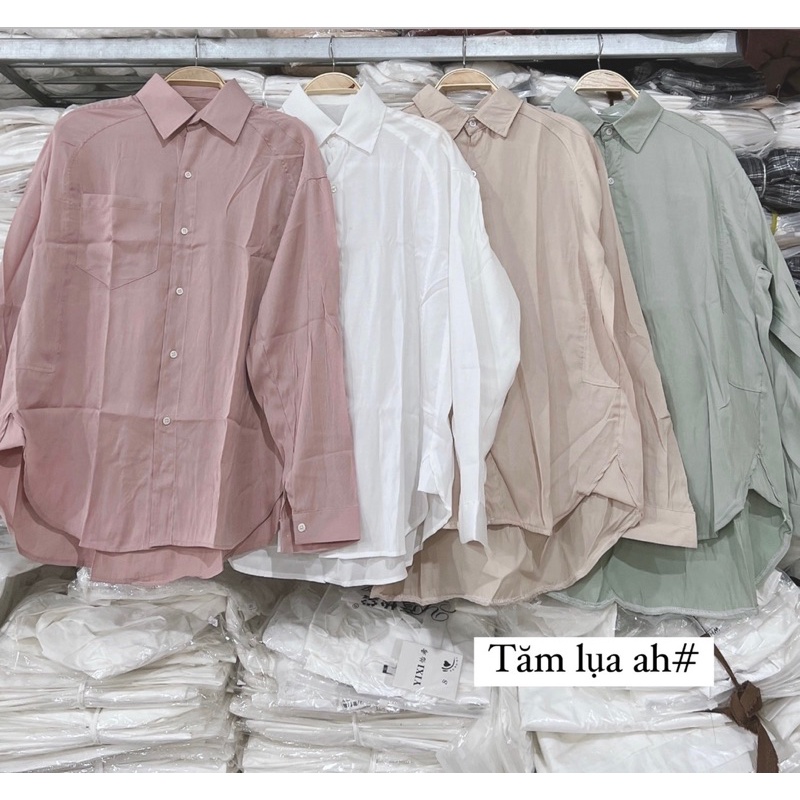 [Ảnh thật/Video] Áo Sơ Mi Afica Tay Dài Màu Trơn Thiết Kế Dáng Rộng Thoải Mái chất đẹp - đuôi tôm - Trơn Dài Tay
