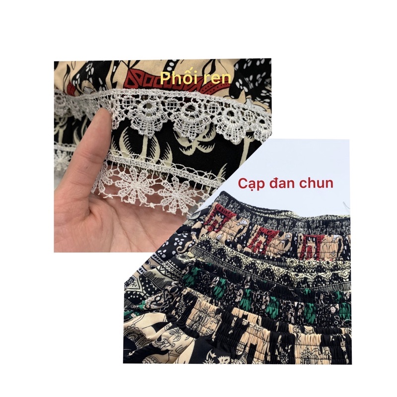Quần đùi lanh phối ren có túi