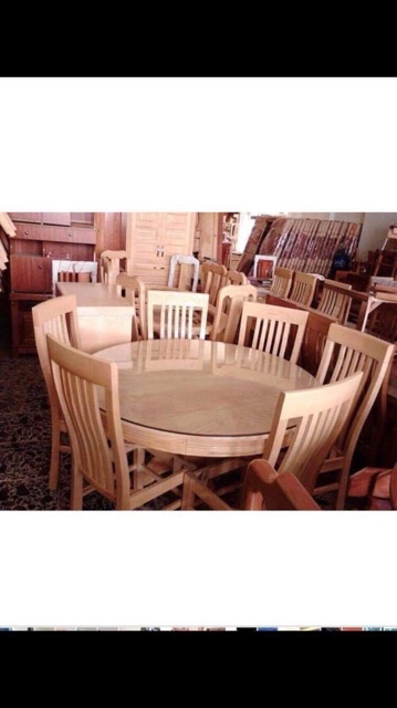 Bàn ăn tròn 6 ghế gỗ sồi tự nhiên