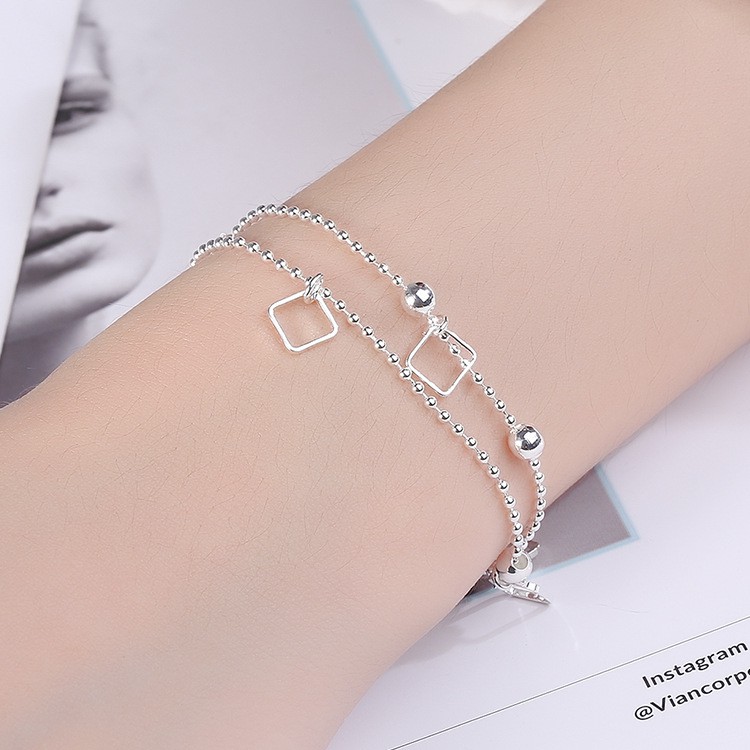 Lắc tay nữ mạ bạc vuông Hàn quốc