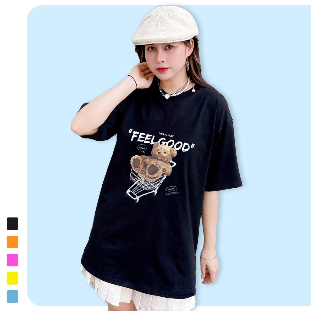 Áo thun nam nữ GẤU FEEL GOOD cotton dáng oversize ( v194)