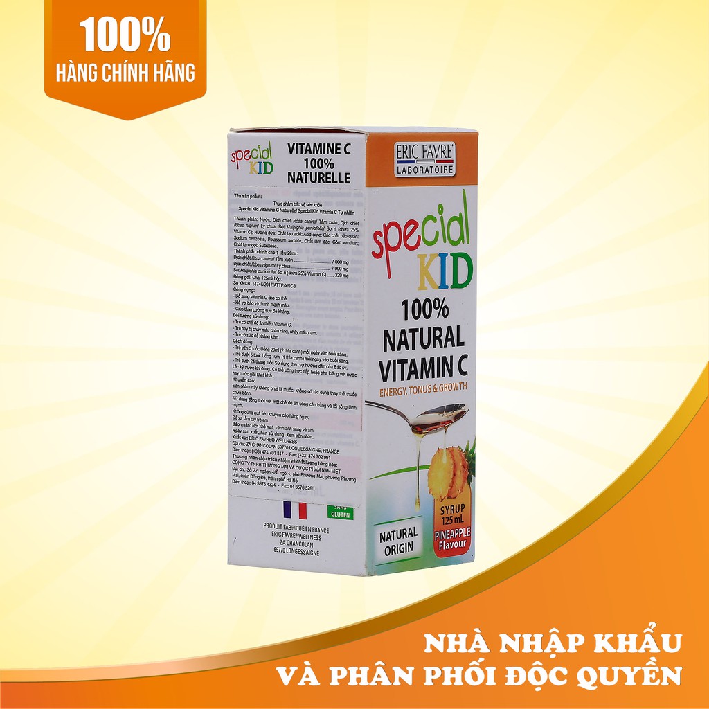 Siro Bổ sung Vitamin C tự nhiên - Giúp tăng cường đề kháng cho bé - SPECIAL KID VITAMINE C NATURELLE - Nhập khẩu Pháp