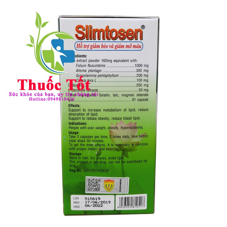 Giảm Cân Slimtosen Học Viện Quân Y 100 Viên