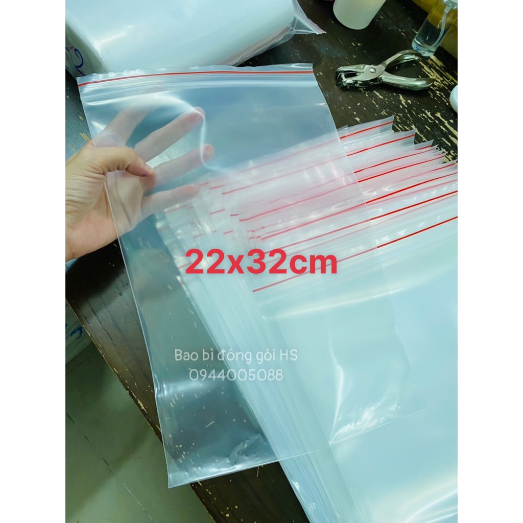 bán lẻ 100G TÚI ZIP CHỈ ĐỎ SIZE LỚN , TÚI ZIPPER LOẠI DÀY HÀNG ĐẸP-BBĐG