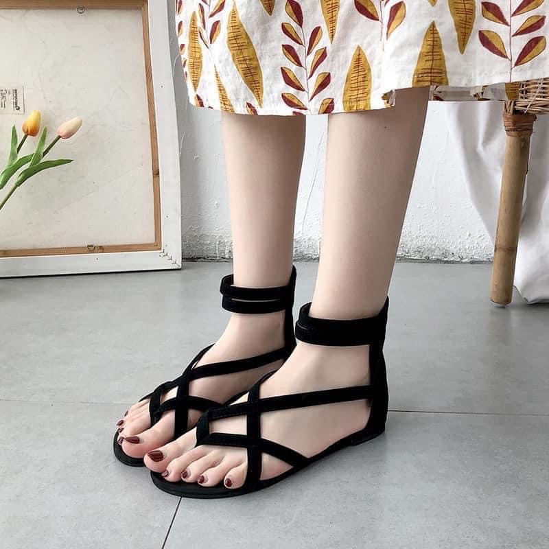 Sandal quai chéo 4 dây khoá kéo cao cổ KK4