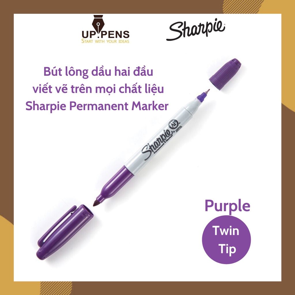 Bút lông dầu hai đầu viết vẽ trên mọi chất liệu Sharpie Permanent Marker Twin Tip – Fine/Ultra Fine – Màu tím (Purple)