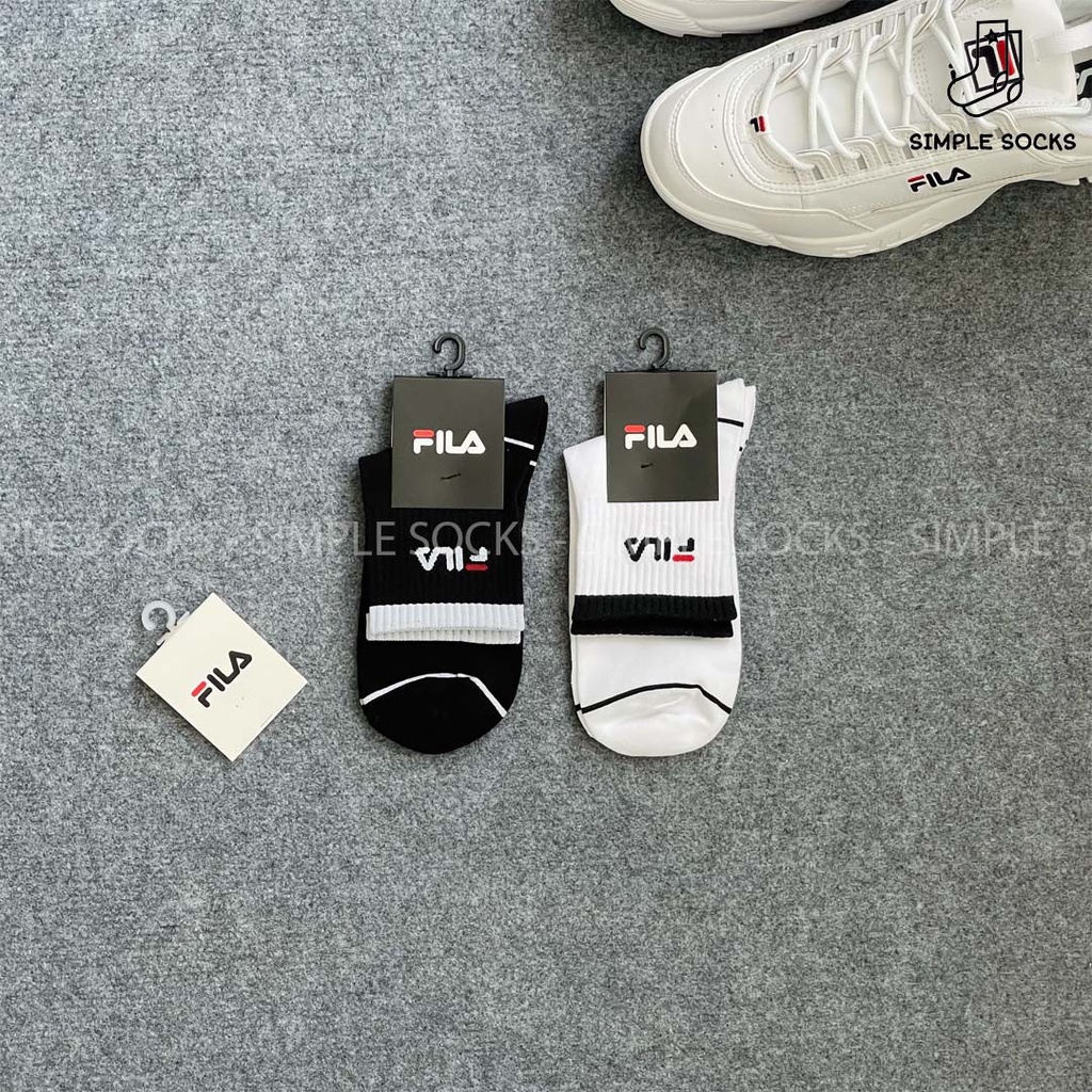 Vớ FILA Cổ Trung Cotton Thoáng Khí Khử Mùi 💖SIMPLE SOCKS💖 Tất Vớ Thể Thao Fila Nam Nữ Cổ Trung Phong Cách Hàn Quốc
